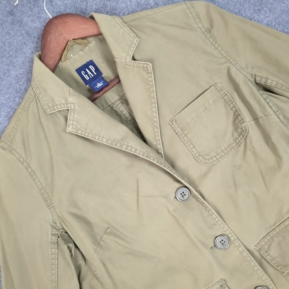 GAP Jackets & Blazers - GAP Womens Olive Green Cotton Utility‎ Blazer Jacket Small 3-Button Safari Style